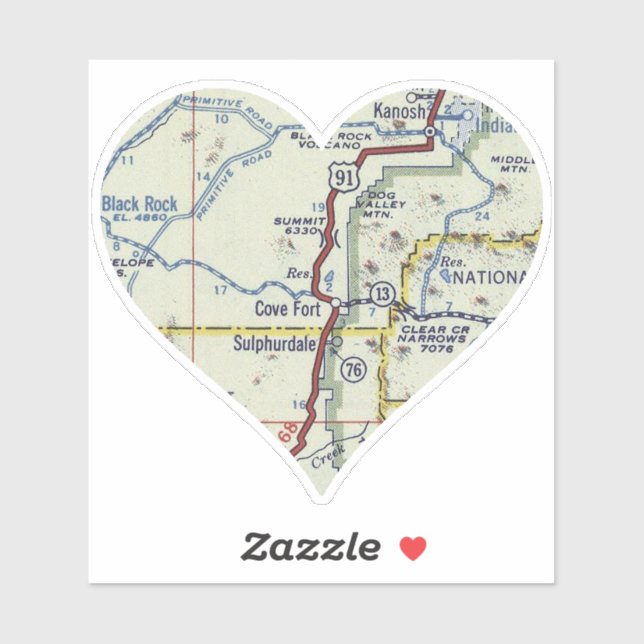 Sticker Carte du fort Cove Utah (Feuille)