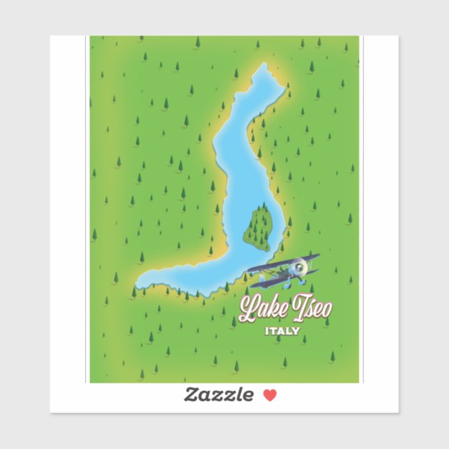 Sticker Carte du lac d'Iseo Italie (Feuille)