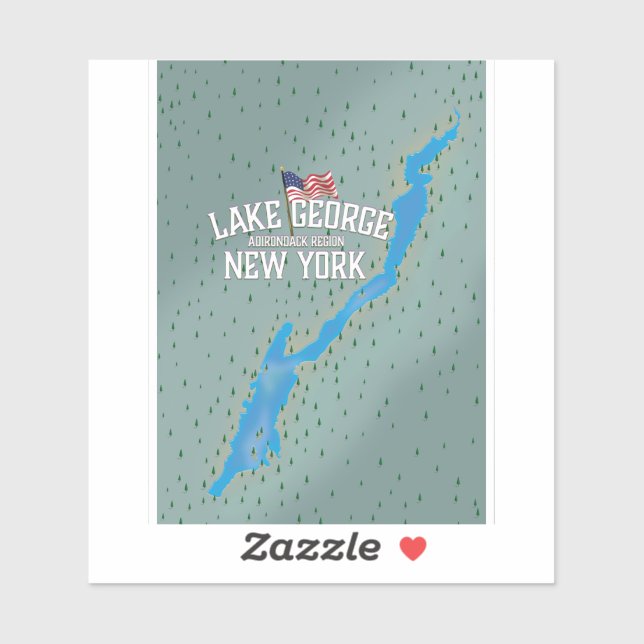 Sticker Carte du lac George New York (Feuille)