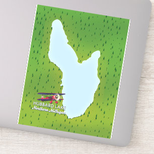 Sticker Carte du lac Hubbard dans le nord du Michigan