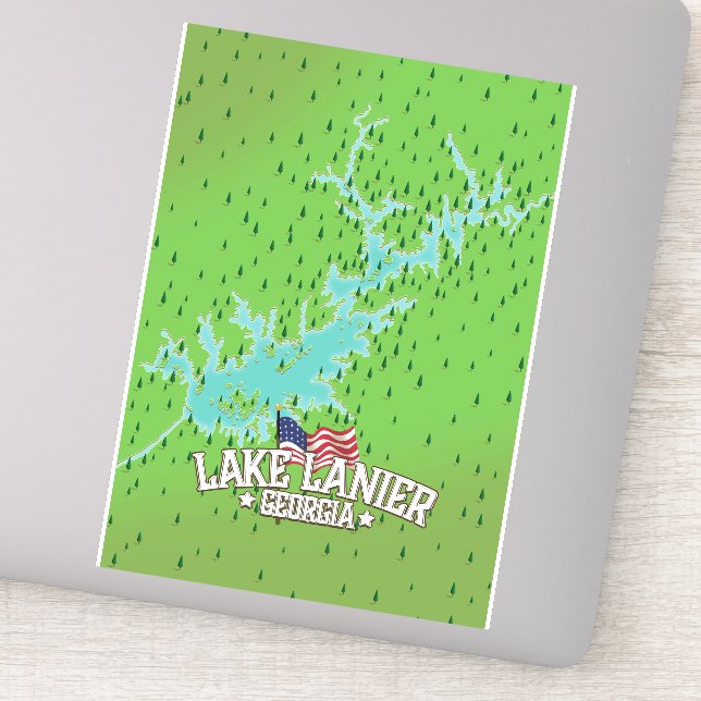Sticker Carte du lac Lanier Géorgie (Détail)
