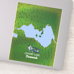 Sticker Carte du lac Lyngby Danemark