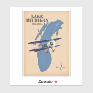 Sticker Carte du lac Michigan Amérique du Nord