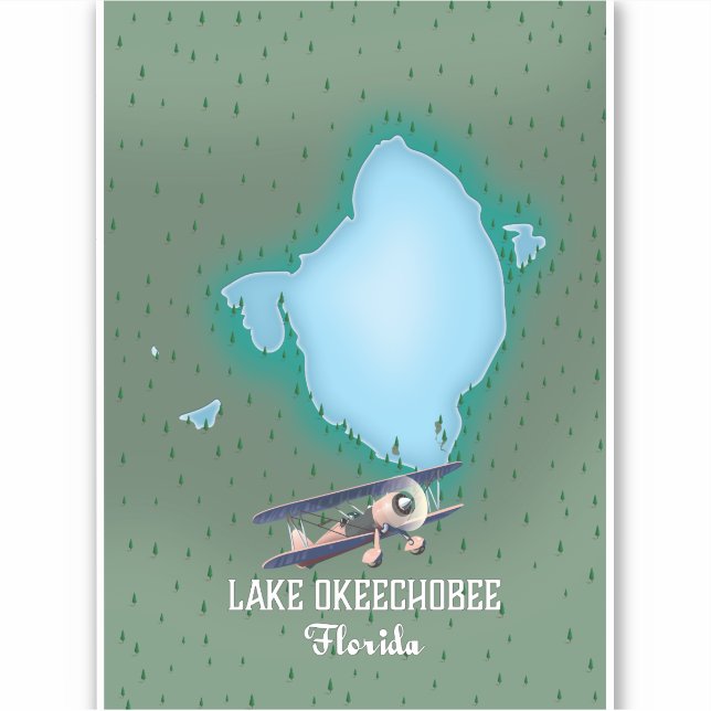 Sticker Carte du lac Okeechobee Floride. (Devant)