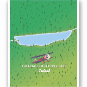 Sticker carte du lac supérieur de Glendalough Irlande