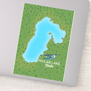 Sticker Carte du lac Wular Inde