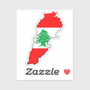 Sticker Carte du Liban avec drapeau