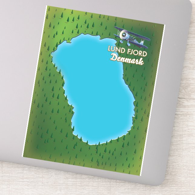 Sticker carte du Lund Fjord Danemark (Détail)