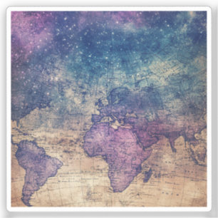 Sticker Carte du monde céleste vintage (13)