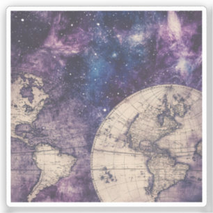 Sticker Carte du monde céleste vintage (3)