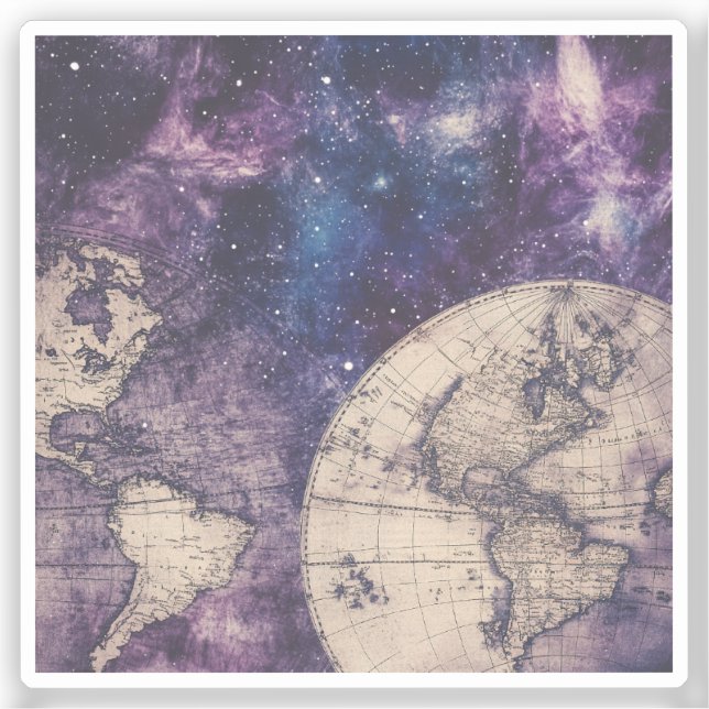 Sticker Carte du monde céleste vintage (3) (Recto)