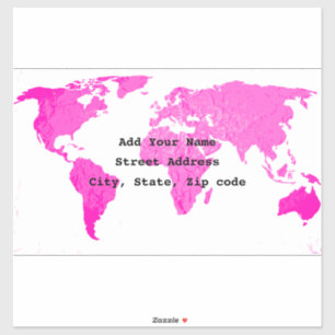 Sticker Carte du monde Voyageur Abstrait rose violet d'art