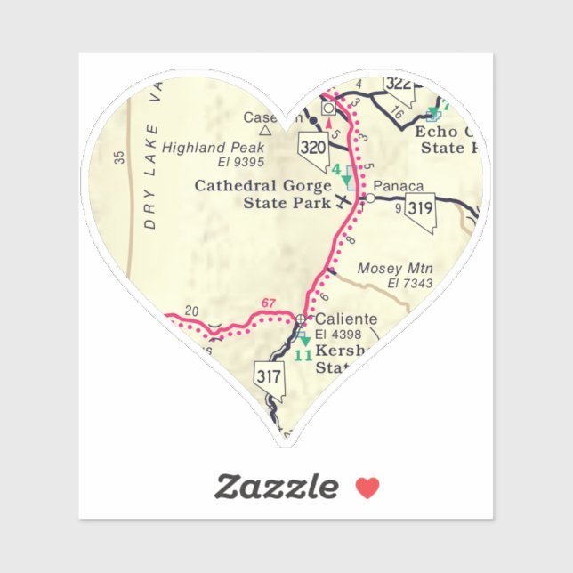 Sticker Carte du parc national de Cathethedral Gorge (Feuille)