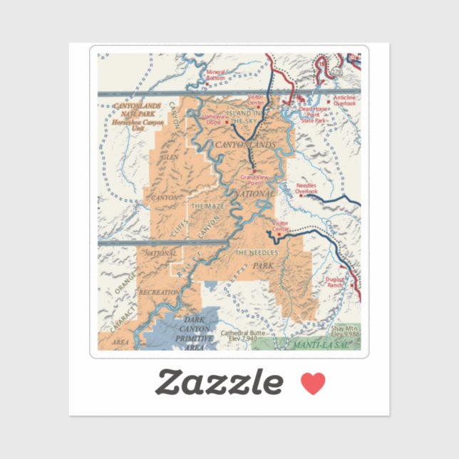 Sticker Carte du parc national des Canyons (Feuille)
