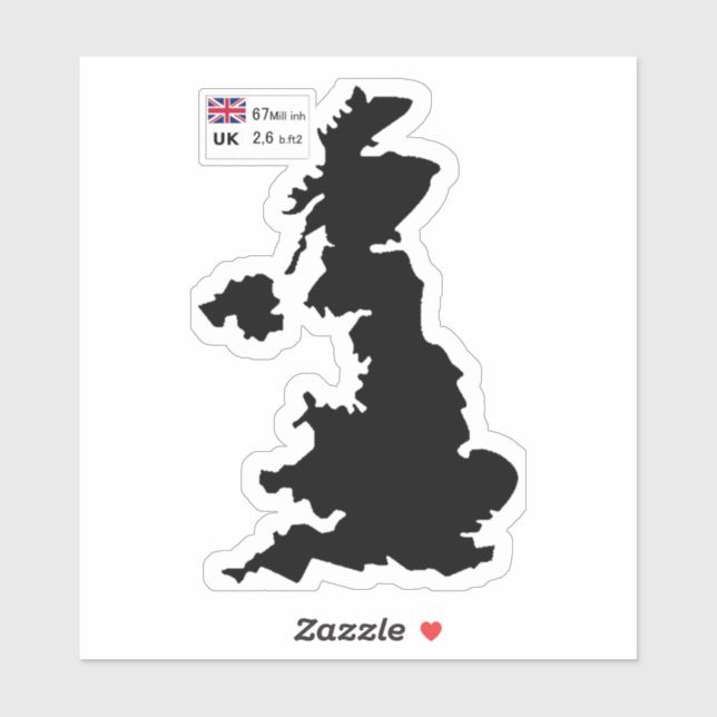 Sticker Carte du Royaume-Uni (UK) (Feuille)