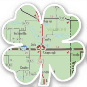 Sticker Carte du shamrock Texas Clover