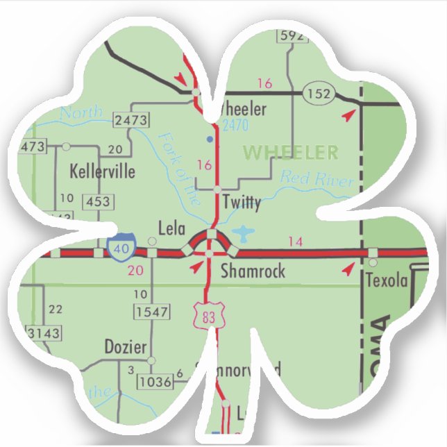 Sticker Carte du shamrock Texas Clover (Devant)