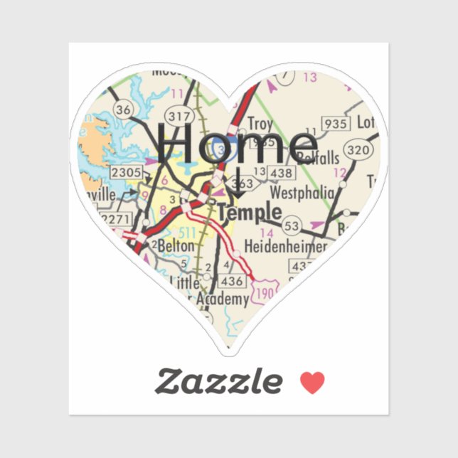 Sticker Carte du Temple Texas (Feuille)