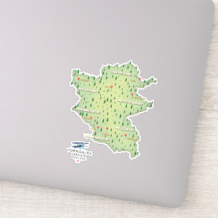 Sticker carte du Yorkshire Dales Angleterre