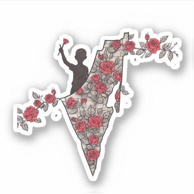 Sticker carte florale palestienne (Devant)