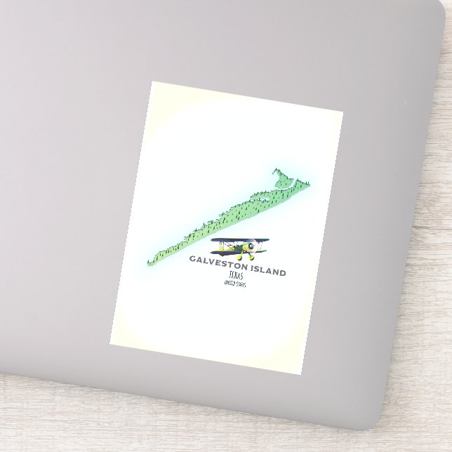 Sticker Carte Galveston Island Texas USA (Détail)