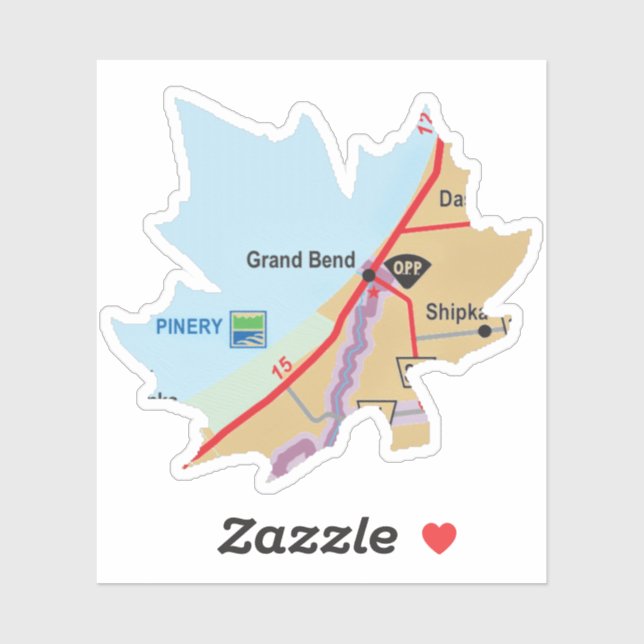 Sticker Carte Grand Bend Ontario (Feuille)