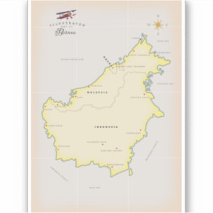 Sticker Carte illustrée de Borneo