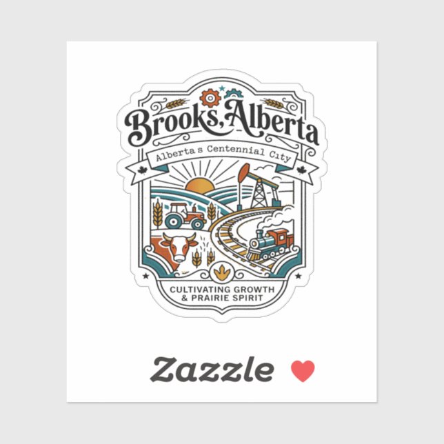 Sticker Carte illustrée de Brooks Alberta Canada (Feuille)