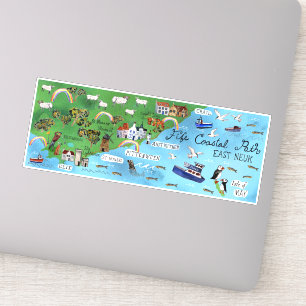Sticker Carte illustrée de Fife Coastal Path Scotland