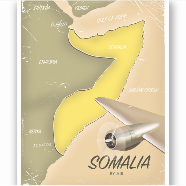 Sticker carte illustrée de la Somalie (Devant)