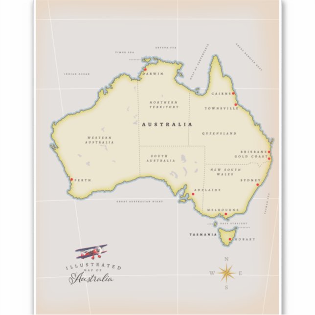 Sticker Carte illustrée de l'Australie (Devant)