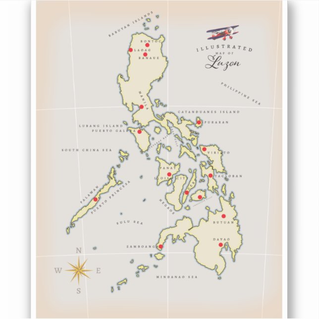 Sticker Carte illustrée de Luzon Philippines (Devant)