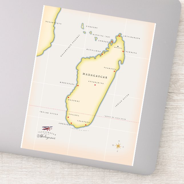 Sticker Carte illustrée de Madagascar (Détail)