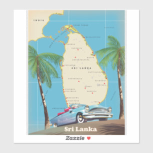 Sticker Carte illustrée de Sri Lanka