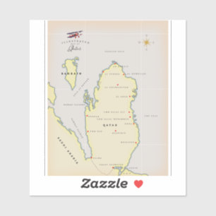 Sticker Carte illustrée du Qatar