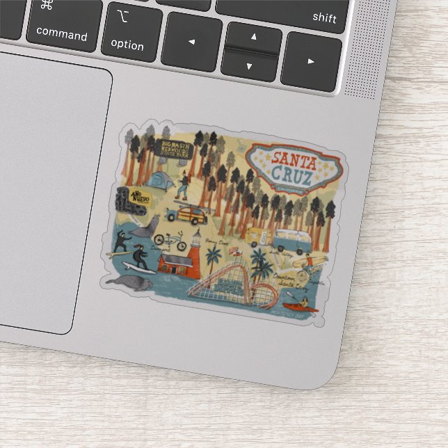 Sticker Carte illustrée père Noël Cruz California (Détail)