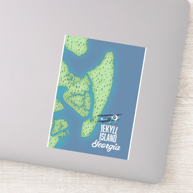 Sticker Carte Jekyll Island Georgia États-Unis (Détail)