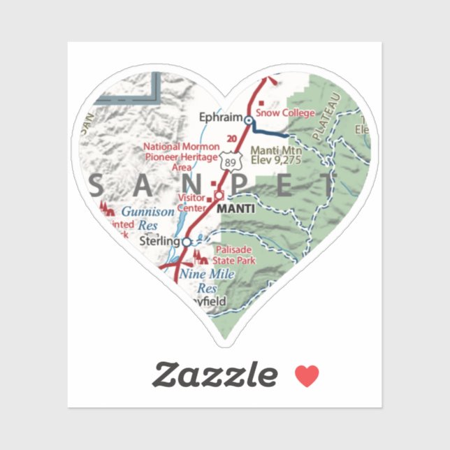 Sticker Carte Manti Utah (Feuille)