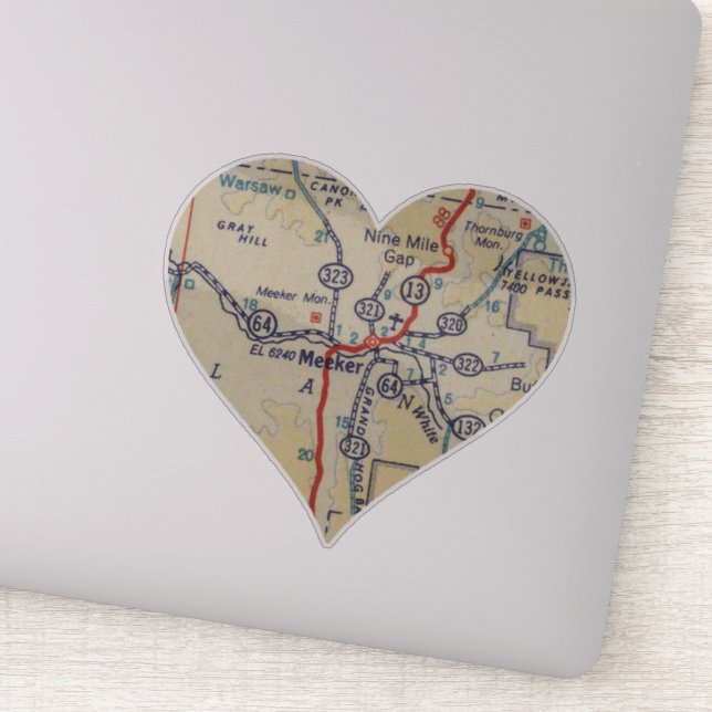 Sticker Carte Meeker CO Retro (Détail)