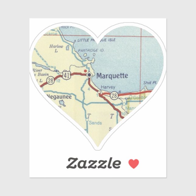 Sticker Carte MI Marquette vintage (Feuille)