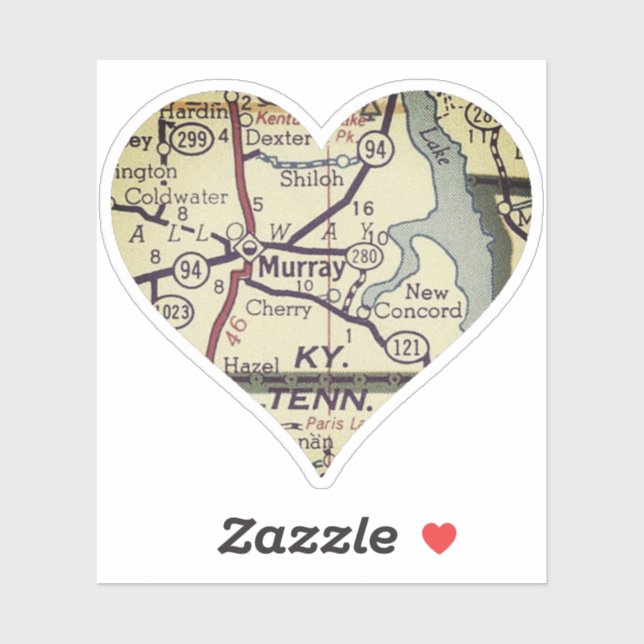 Sticker Carte Old Murray KY (Feuille)