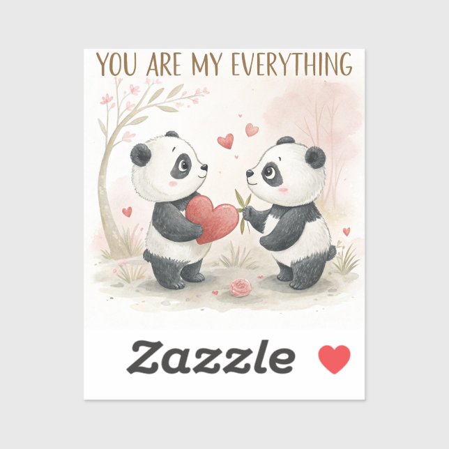 Sticker Carte Panda romantique (Feuille)