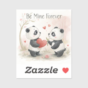 Sticker Carte Panda Romantique - Soyez à moi pour toujours