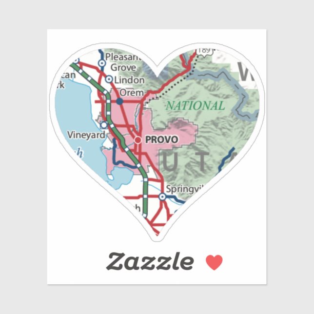 Sticker Carte Provo Utah (Feuille)