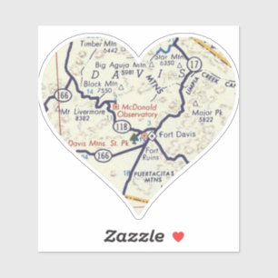 Sticker Carte rétro de Fort Davis TX