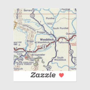 Sticker Carte Retro Woodstock Vermont