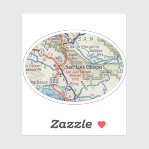 Sticker Carte routière Vintage de San Luis Obispo CA