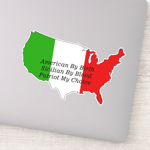 Sticker Carte Sicilienne American Italian Patriot USA