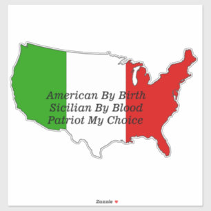 Sticker Carte Sicilienne American Italian Patriot USA