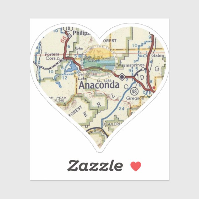 Sticker Carte Vintage Anaconda Montana (Feuille)